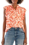 KUT FROM THE KLOTH KATALIA RUFFLE CAP SLEEVE HIGH-LOW BUTTON-UP TOP