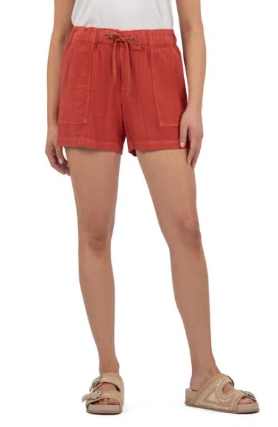 Kut From The Kloth Katana Drawstring Linen Blend Shorts In Orange