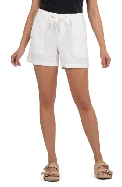 Kut From The Kloth Katana Drawstring Linen Blend Shorts In White