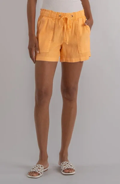 Kut From The Kloth Katana Drawstring Linen Blend Shorts In Orange