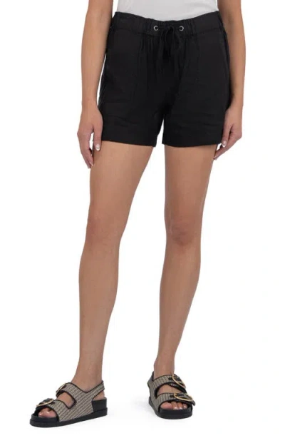 Kut From The Kloth Katana Drawstring Linen Blend Shorts In Black