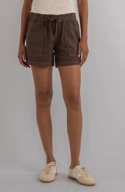 Kut From The Kloth Katana Drawstring Linen Blend Shorts In Brown