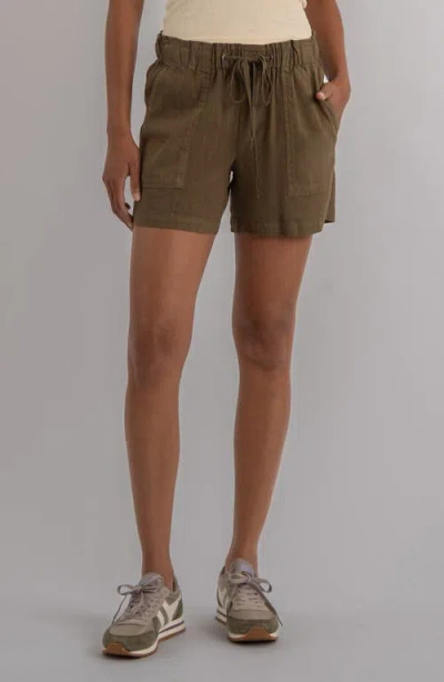 Kut From The Kloth Katana Drawstring Linen Blend Shorts In Brown