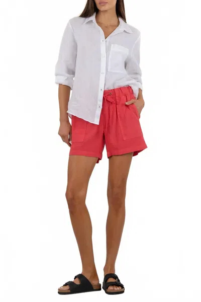 Kut From The Kloth Katana High Rise Linen Drawstring Short In Watermelon In Pink