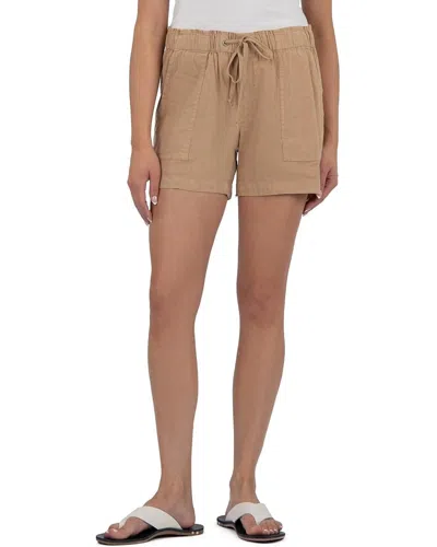 Kut From The Kloth Katana Shorts Women's Khaki Linen Blend Drawstring Red235 In Nude