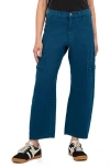 Kut From The Kloth Kaya High Waist Straight Leg Cargo Pants In Teal Blue