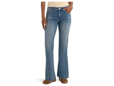 Kut From The Kloth Kelly High-rise Kick Flare Side Inset Raw Hem In Blue