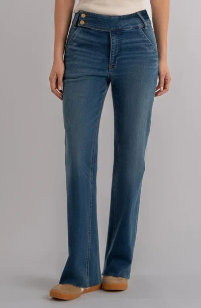 Kut From The Kloth Kelly Raw Hem High Waist Flare Jeans In Blue