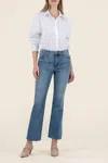 Kut From The Kloth Kelsey High Rise Ankle Flare Jeans In Honest With Medium Base Wash In Blue