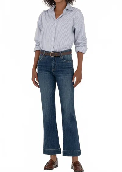 Kut From The Kloth Kelsey Ankle Flare Jeans In Dark Wash In Blue