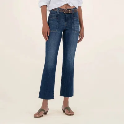 Kut From The Kloth Kelsey Ankle Flare Jeans With Front Pocket In Precocious In Blue