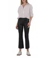 Kut From The Kloth Kelsey Coated High Rise Ankle Flare Pants In Black In Blue