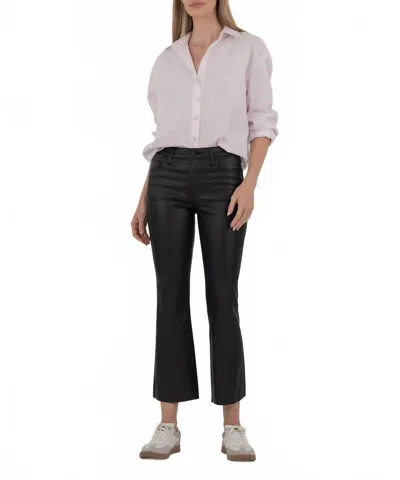 Kut From The Kloth Kelsey Coated High Rise Ankle Flare Pants In Black In Blue