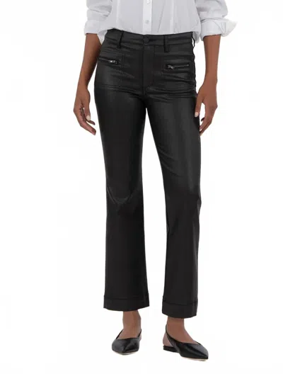 Kut From The Kloth Kelsey Coated High Rise Ankle Flare Pants In Black