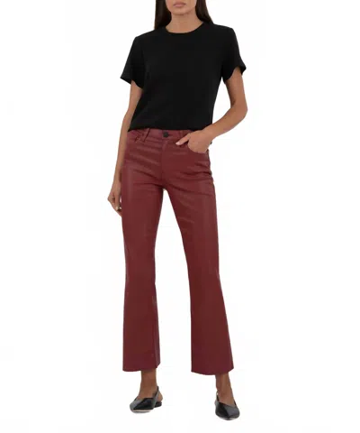 Kut From The Kloth Kelsey Coated High Rise Ankle Flare Pants In Plum In Burgundy