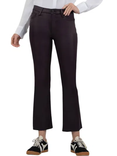 Kut From The Kloth Kelsey Coated High Rise Ankle Flare Pants In Sangria In Black