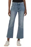 Kut From The Kloth Kelsey Fab Ab High Waist Raw Hem Ankle Flare Jeans In Blue