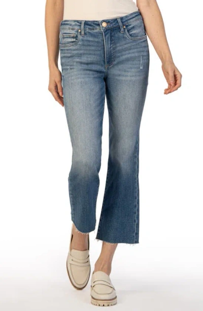 Kut From The Kloth Kelsey Fab Ab High Waist Raw Hem Ankle Flare Jeans In Perceptual W/ Me