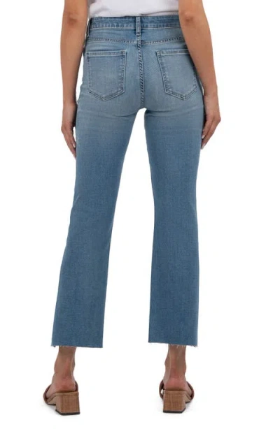 Kut From The Kloth Kelsey Fab Ab High Waist Raw Hem Ankle Kick Flare Jeans In Simplicity Blue