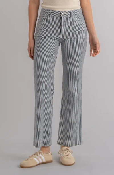 Kut From The Kloth Kelsey Fab Ab Stripe Raw Hem High Waist Ankle Flare Jeans In Gray