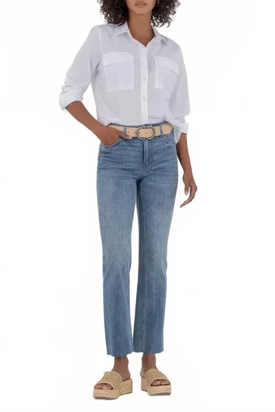 Kut From The Kloth Kelsey High Rise Ankle Flare Jeans In Acceptance With Light Base Wash In White