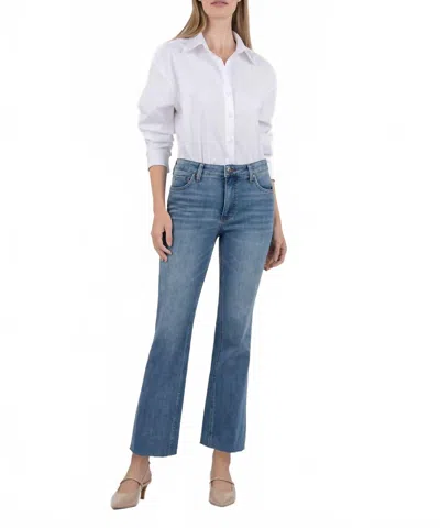 Kut From The Kloth Kelsey High Rise Ankle Flare Jeans In Brace Wash In Blue