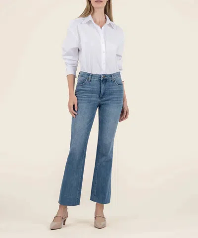 Kut From The Kloth Kelsey High Rise Ankle Flare Jeans In Brace With Med Base Wash In Blue