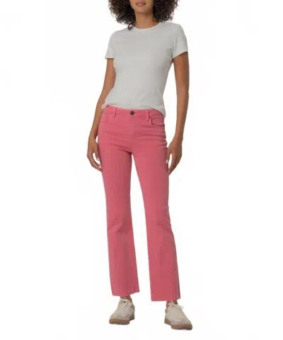 Kut From The Kloth Kelsey High Rise Fab Ab Ankle Flare Jean In Flamingo In Pink