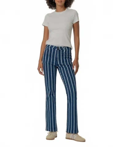Kut From The Kloth Kelsey High Rise Ankle Flare Jeans In Indigo/white Stripe In Multi