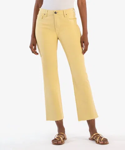 Kut From The Kloth Kelsey High Rise Ankle Flare Jeans In Lemon In Yellow
