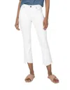 Kut From The Kloth Kelsey High Rise Ankle Flare Step Raw Hem Jeans In Optic White In White