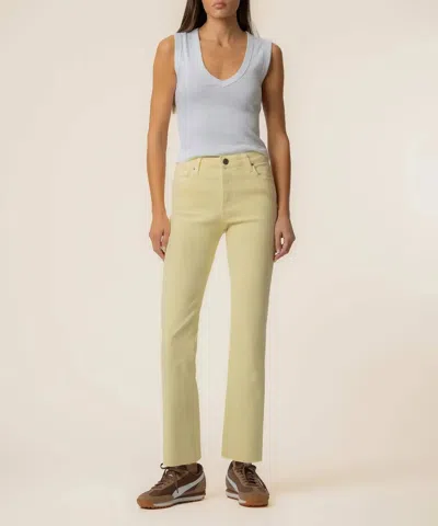 Kut From The Kloth Kelsey High Rise Ankle Flare With Raw Hem Jeans In Pastel Yellow