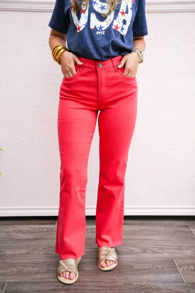 Kut From The Kloth Kelsey High Rise Ankle Flare Jeans In Strawberry In Multi