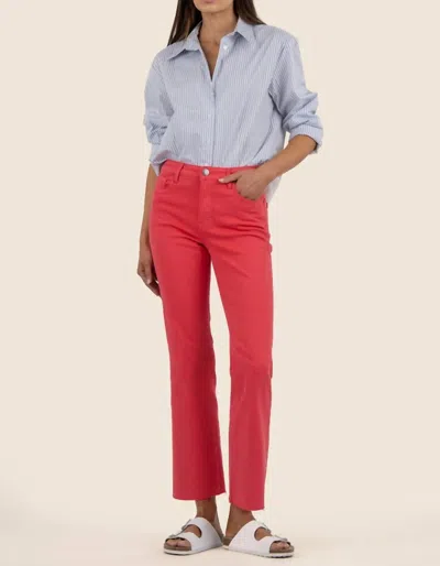Kut From The Kloth Kelsey High Rise Ankle Flare Jeans In Strawberry In Red