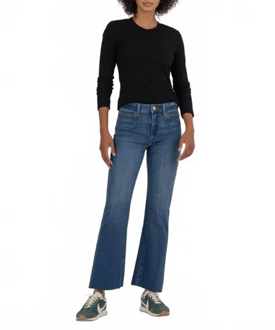Kut From The Kloth Kelsey High Rise Ankle Flare Jeans In Unbreakable In Blue