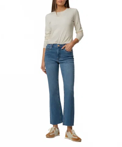 Kut From The Kloth Kelsey High Rise Ankle Flare Jeans With Leg Inset In Sentiment W/dark Base Wash In Blue