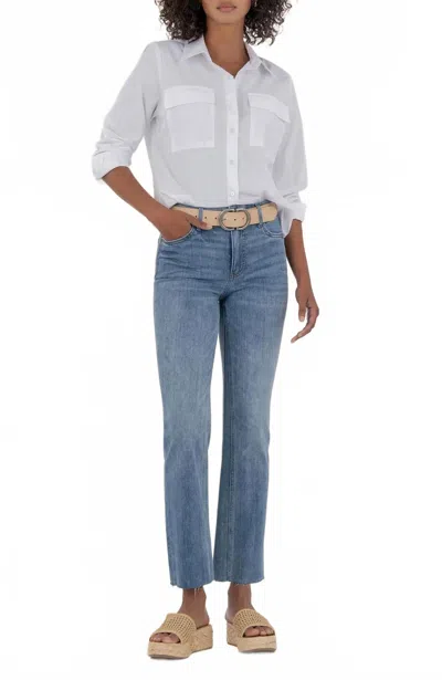 Kut From The Kloth Kelsey High Rise Ankle Flare Jeans In Acceptance With Light Base Wash In Blue