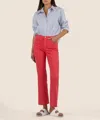 Kut From The Kloth Kelsey High Rise Fab Ankle Flare Raw Hem Jeans In Strawberry In Red