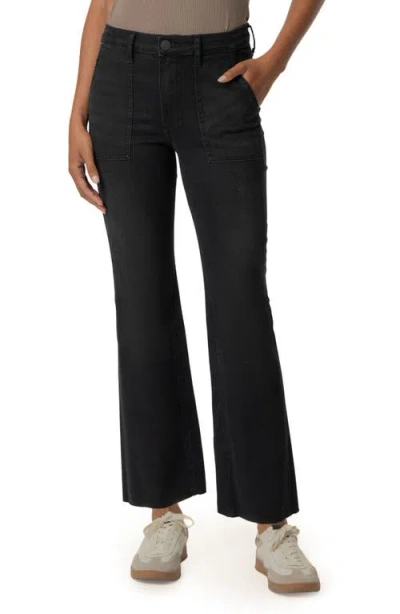Kut From The Kloth Kelsey High Waist Raw Hem Ankle Flare Leg Jeans In Black