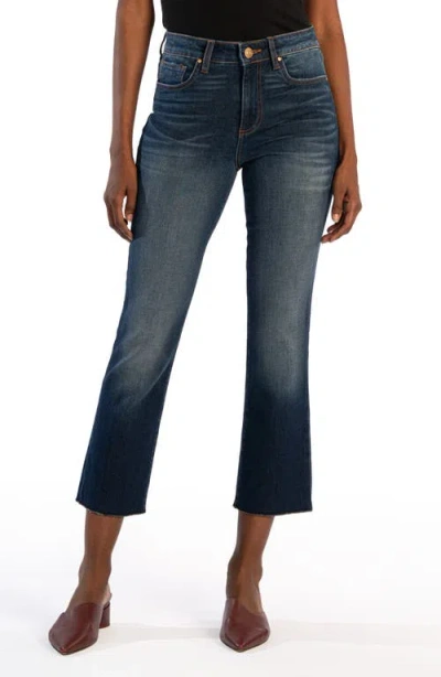 Kut From The Kloth Kelsey High Waist Raw Hem Crop Kick Flare Jeans In Forged