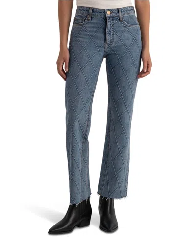 Kut From The Kloth Kelsey High-rise Ankle Flare Abloom Diamond Pattern Jeans In Denim In Blue