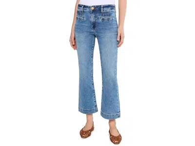 Kut From The Kloth Kelsey High-rise Flare Welt Pocket And Wide Hem Women's Jeans Spirited: 14 27.5 In Blue