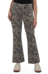 Kut From The Kloth Kelsey Leopard Print Raw Hem Mid Rise Ankle Flare Jeans In Gray