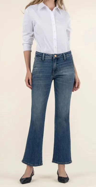 Kut From The Kloth Kelsey Mid Rise Ankle Flare Jean In Effectiveness W/dk Base Wash In Multi