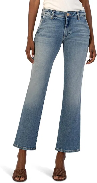 Kut From The Kloth Kelsey Mid Rise Ankle Flare Jeans In Decreased With Medium Base In Multi