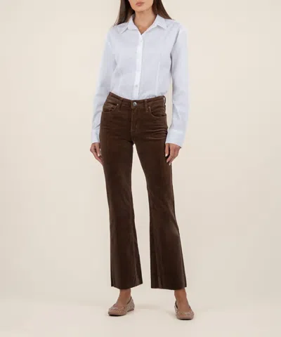 Kut From The Kloth Kelsey Mid-rise Corduroy Ankle Flare In Brown