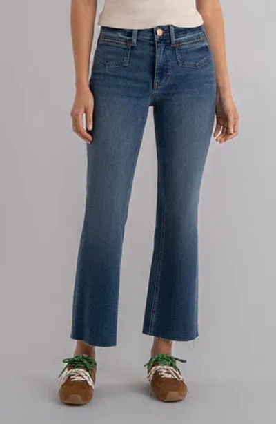 Kut From The Kloth Kelsey Raw Hem Ankle Flare Jeans In Blue