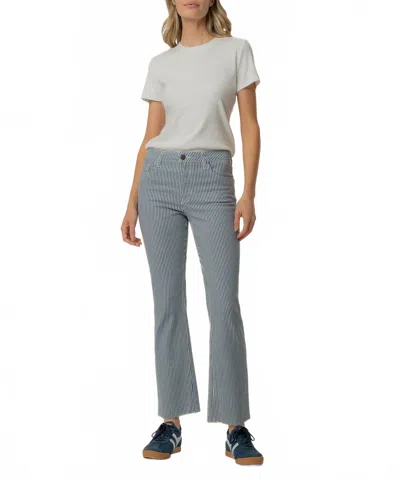 Kut From The Kloth Kelsey Twill Stripe High Rise Ankle Flare Pants In Navy/ivory In Blue