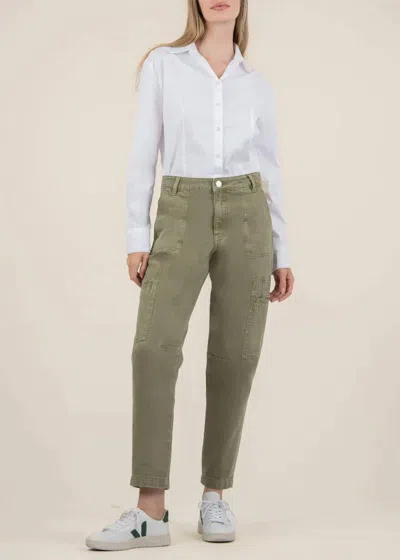 Kut From The Kloth Kiera High Rise Slim Leg Barrel Jean In Olive In Green