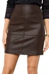 Kut From The Kloth Kilah Faux Leather Panelled Skirt In Chocolate In Gold